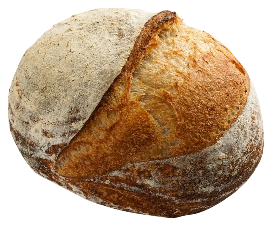 A golden crusted country sourdough loaf from Rajvi's Bake House